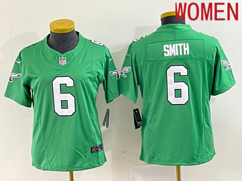 Women Philadelphia Eagles 6 Smith Green Nike Throwback Vapor Limited NFL Jersey
